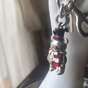 Like New COACH Silver Teddy Bear Keychain/Bag Charm
